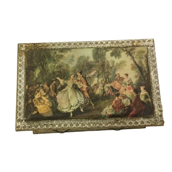 Vintage PRESTIGE Japan Jewelry box with renaissance scene on lid - beautiful old - Picture 4 of 8